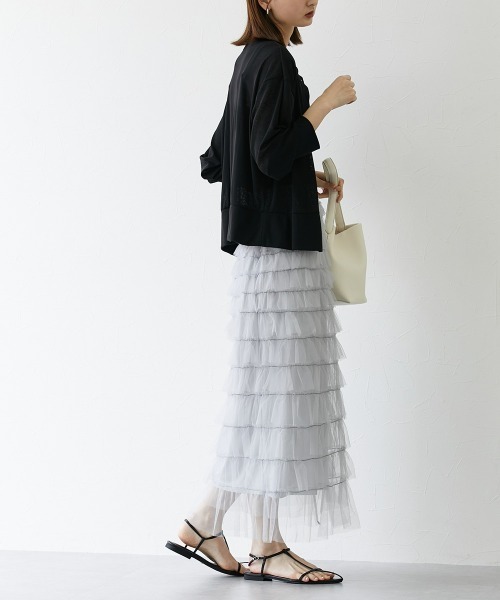 nissen（ニッセン）の「フリルティアードチュールスカート（スカート・レディース・ブラック/ライトグレー/アイボリー・LL/M/L）」の14枚目の写真