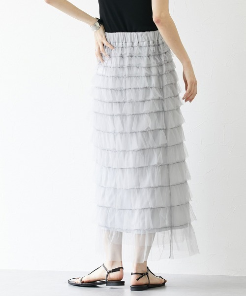 nissen（ニッセン）の「フリルティアードチュールスカート（スカート・レディース・ブラック/ライトグレー/アイボリー・LL/M/L）」の21枚目の写真