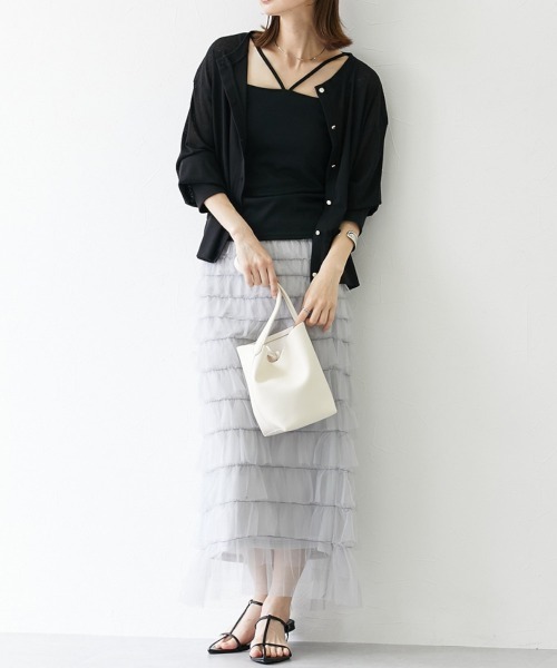 nissen（ニッセン）の「フリルティアードチュールスカート（スカート・レディース・ブラック/ライトグレー/アイボリー・LL/M/L）」の15枚目の写真