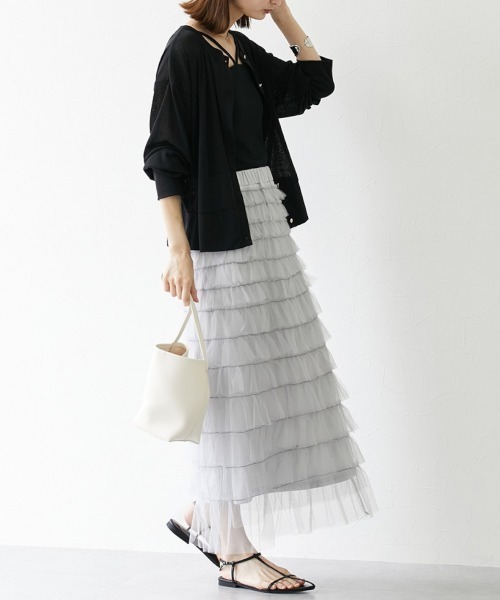 nissen（ニッセン）の「フリルティアードチュールスカート（スカート・レディース・ブラック/ライトグレー/アイボリー・LL/M/L）」の16枚目の写真