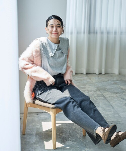 FREAK'S STORE（フリークスストア）の「フリル丸襟 ロンT/丸襟カットソー（Tシャツ/カットソー・レディース・オフホワイト/グレー/サックスブルー/その他15・ﾌﾘ-）」の5枚目の写真