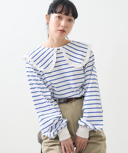 FREAK'S STORE（フリークスストア）の「フリル丸襟 ロンT/丸襟カットソー（Tシャツ/カットソー・レディース・オフホワイト/グレー/サックスブルー/その他15・ﾌﾘ-）」の13枚目の写真