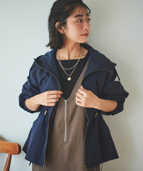 mil（ミル）の「【150㎝前後の小柄さんサイズ】ドロストマウンテンパーカー（マウンテンパーカー・レディース・カーキ/ネイビー/ベージュ・XS/S）」の3枚目の写真