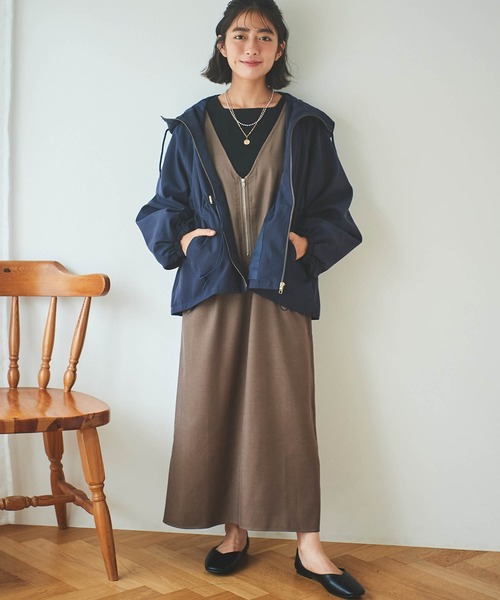 mil（ミル）の「【150㎝前後の小柄さんサイズ】ドロストマウンテンパーカー（マウンテンパーカー・レディース・カーキ/ネイビー/ベージュ・XS/S）」の15枚目の写真