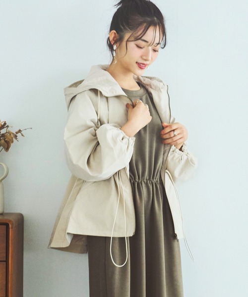 mil（ミル）の「【150㎝前後の小柄さんサイズ】ドロストマウンテンパーカー（マウンテンパーカー・レディース・カーキ/ネイビー/ベージュ・XS/S）」の4枚目の写真