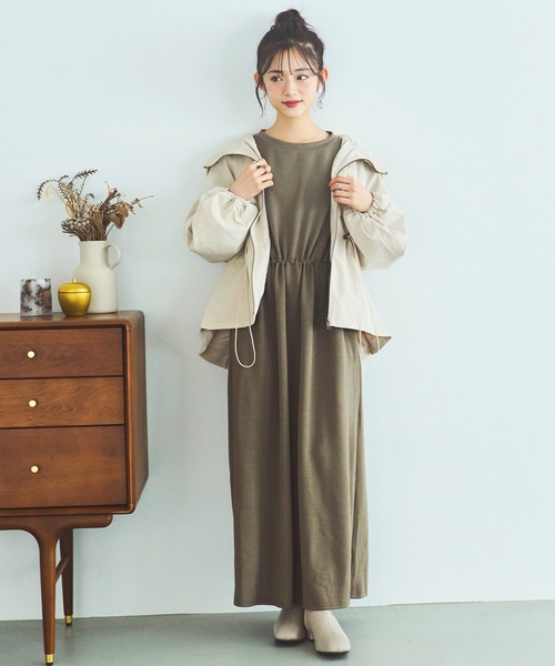 mil（ミル）の「【150㎝前後の小柄さんサイズ】ドロストマウンテンパーカー（マウンテンパーカー・レディース・カーキ/ネイビー/ベージュ・XS/S）」の5枚目の写真