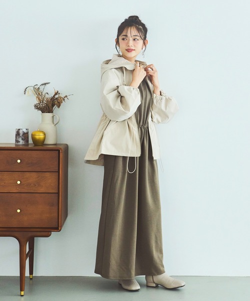 mil（ミル）の「【150㎝前後の小柄さんサイズ】ドロストマウンテンパーカー（マウンテンパーカー・レディース・カーキ/ネイビー/ベージュ・XS/S）」の8枚目の写真