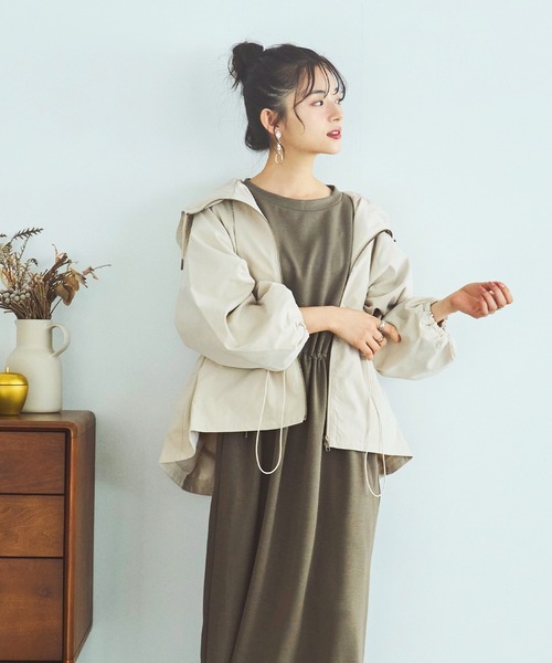 mil（ミル）の「【150㎝前後の小柄さんサイズ】ドロストマウンテンパーカー（マウンテンパーカー・レディース・カーキ/ネイビー/ベージュ・XS/S）」の10枚目の写真