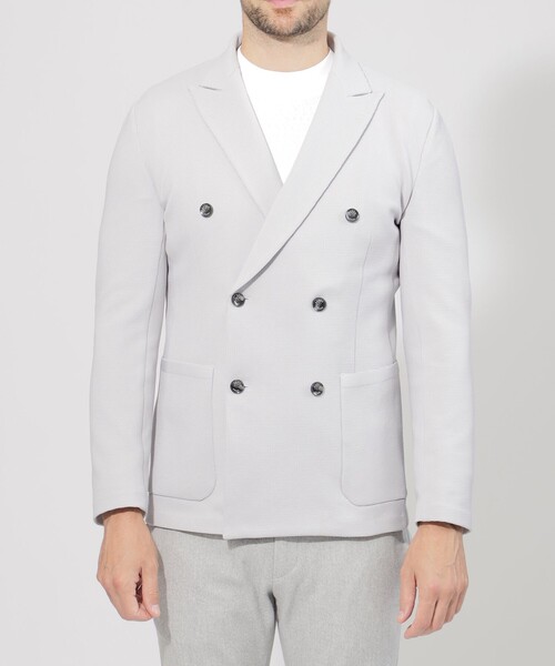 EPOCA UOMO（エポカウォモ）の「ポリエステルニットダブルジャケット（テーラードジャケット・メンズ・ホワイト系その他/ブラック・46/48）」の5枚目の写真