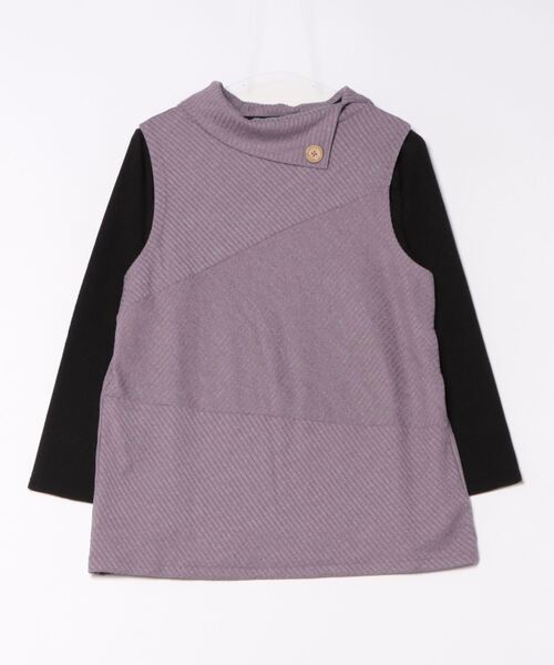 BELLUNA PLUS(ベルーナ)の「杢調テレコ素材衿デザインアンサンブル(アンサンブル・レディース・グレー系/ピンク系/ネイビー系・LARGE/MEDIUM/X-LARGE)」の3枚目の写真