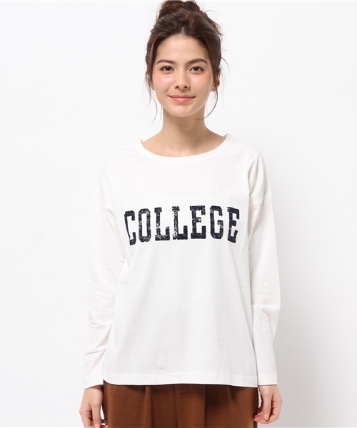 SEVENDAYS=SUNDAY（セブンデイズサンデイ）の「ＣＯＬＬＥＧＥ　ＯＥ天竺　長袖プルオーバー（Tシャツ/カットソー・レディース・カーキ/ネイビー/オフホワイト/杢グレー・MEDIUM/LARGE）」の5枚目の写真