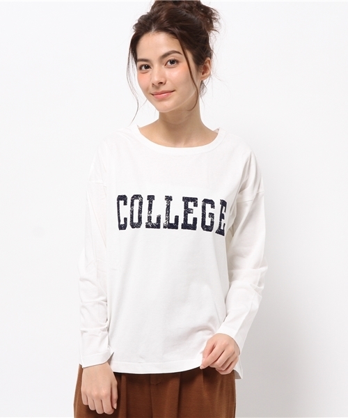 SEVENDAYS=SUNDAY（セブンデイズサンデイ）の「ＣＯＬＬＥＧＥ　ＯＥ天竺　長袖プルオーバー（Tシャツ/カットソー・レディース・カーキ/ネイビー/オフホワイト/杢グレー・MEDIUM/LARGE）」の13枚目の写真