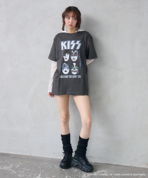 ENVYM(アンビー)の「UNISEX 【KISS】グランジロックTシャツ(Tシャツ/カットソー・レディース・ホワイト/ブラック・FREE)」の11枚目の写真