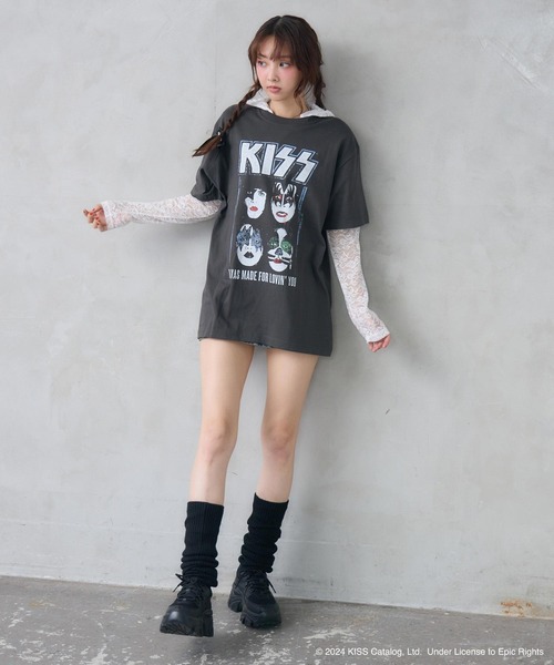 ENVYM(アンビー)の「UNISEX 【KISS】グランジロックTシャツ(Tシャツ/カットソー・レディース・ホワイト/ブラック・FREE)」の12枚目の写真