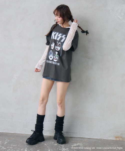 ENVYM(アンビー)の「UNISEX 【KISS】グランジロックTシャツ(Tシャツ/カットソー・レディース・ホワイト/ブラック・FREE)」の13枚目の写真
