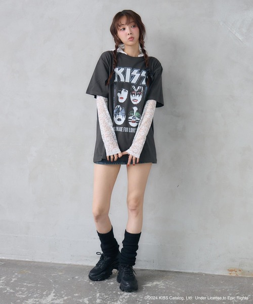 ENVYM(アンビー)の「UNISEX 【KISS】グランジロックTシャツ(Tシャツ/カットソー・レディース・ホワイト/ブラック・FREE)」の14枚目の写真