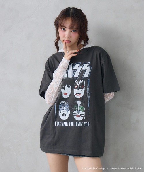 ENVYM(アンビー)の「UNISEX 【KISS】グランジロックTシャツ(Tシャツ/カットソー・レディース・ホワイト/ブラック・FREE)」の3枚目の写真