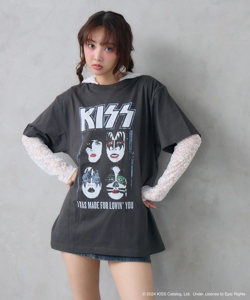 セール】UNISEX 【KISS】グランジロックTシャツ（Tシャツ