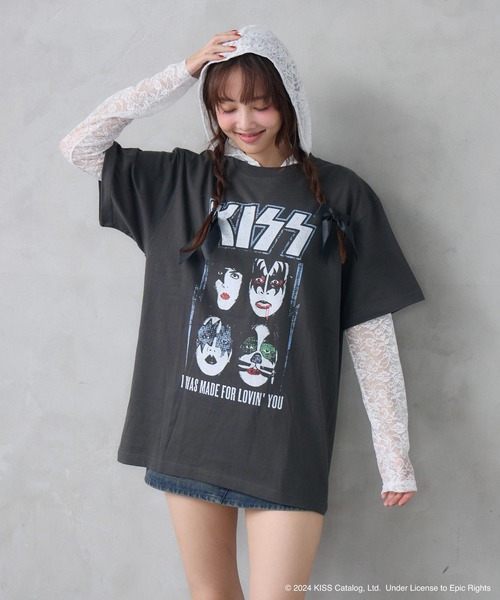 ENVYM(アンビー)の「UNISEX 【KISS】グランジロックTシャツ(Tシャツ/カットソー・レディース・ホワイト/ブラック・FREE)」の6枚目の写真