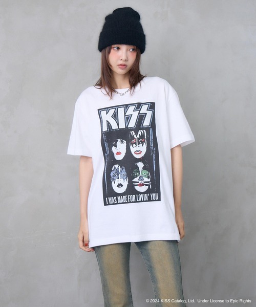 ENVYM(アンビー)の「UNISEX 【KISS】グランジロックTシャツ(Tシャツ/カットソー・レディース・ホワイト/ブラック・FREE)」の8枚目の写真