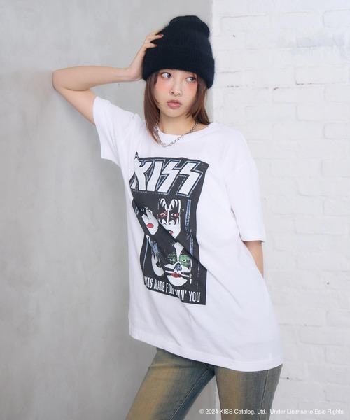 ENVYM(アンビー)の「UNISEX 【KISS】グランジロックTシャツ(Tシャツ/カットソー・レディース・ホワイト/ブラック・FREE)」の9枚目の写真