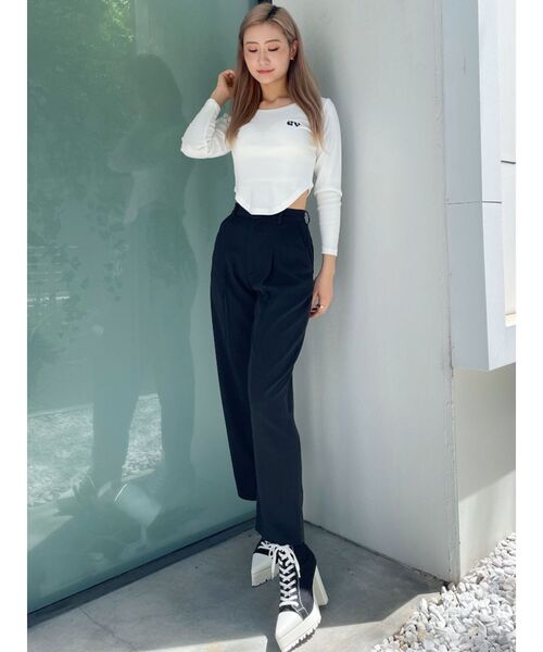 GYDA(ジェイダ)の「round GYロゴプリントラウンドヘムロンT(Tシャツ/カットソー・レディース・ピンク/ブラック/オフホワイト・FREE)」の19枚目の写真