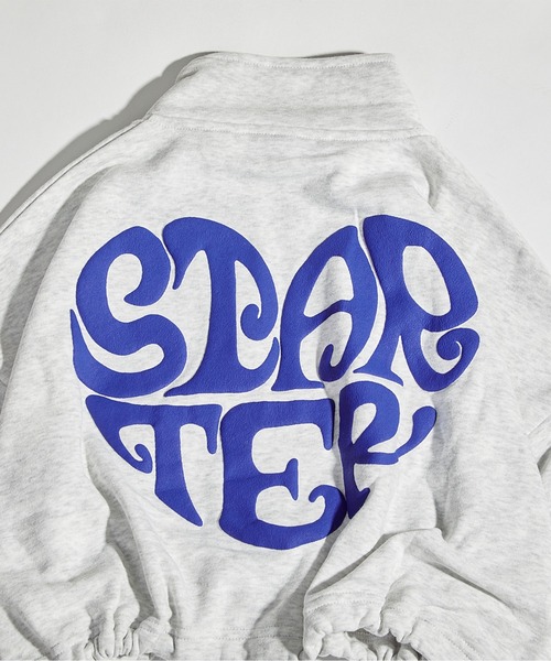 トレーナー スウェット STARTER ハートモチーフ ショート丈 ハーフジップ スウェット / Heart motif short length h セール】STARTER ハートモチーフ ショート丈 ハーフジップ