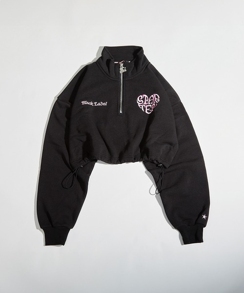 トレーナー スウェット STARTER ハートモチーフ ショート丈 ハーフジップ スウェット / Heart motif short length h セール】STARTER ハートモチーフ ショート丈 ハーフジップ