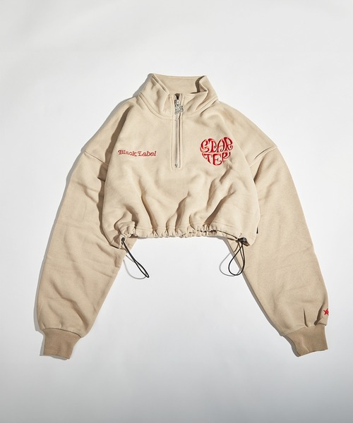 トレーナー スウェット STARTER ハートモチーフ ショート丈 ハーフジップ スウェット / Heart motif short length h セール】STARTER ハートモチーフ ショート丈 ハーフジップ