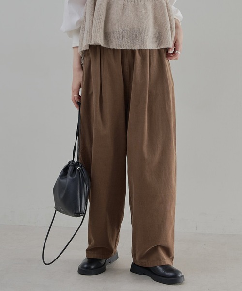 PUAL CE CIN(ピュアルセシン)の「コールテンイージーパンツ(その他パンツ・レディース・キャメル/チャコール/アイボリー・FREE)」の3枚目の写真