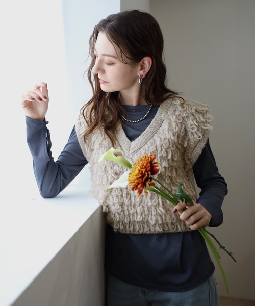 ENC（エンク）の「loop knitting vest / ループ編みニットベスト