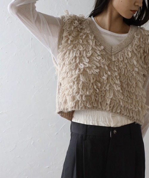 ENC（エンク）の「loop knitting vest / ループ編みニットベスト