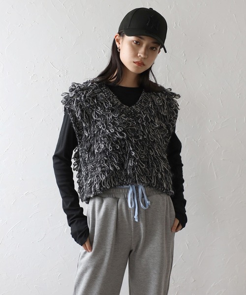 さらに100円引き◆Mmlg◆BETWEEN KNITVEST FRILLED LACE KNIT VEST｜muller of yoshiokubo(ミュラーオブ