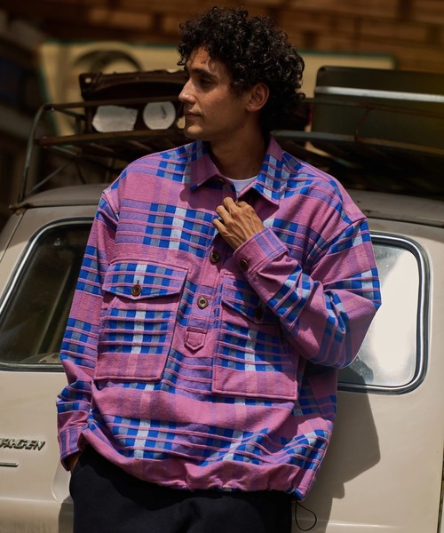 AOZORA（アオゾラ）の「AOZORA/アオゾラ　ネルチェックプルオーバーシャツ（シャツ/ブラウス・メンズ・ライトグリーン/レッド/ピンク・X-LARGE/LARGE/MEDIUM）」の12枚目の写真