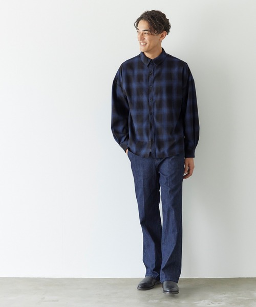 coca(coca)(コカ)の「オンブレチェック ネルシャツ(シャツ/ブラウス・メンズ・ブルー/ブラック・M/L/XL)」の6枚目の写真