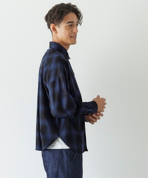 coca(coca)(コカ)の「オンブレチェック ネルシャツ(シャツ/ブラウス・メンズ・ブルー/ブラック・M/L/XL)」の7枚目の写真