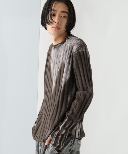 HARE（ハレ）の「【UNDERGROUND MODE】ブリーチリブニットプルオーバー(HARE)（ニット/セーター・メンズ・ブラウン/ブラック・FREE）」の12枚目の写真
