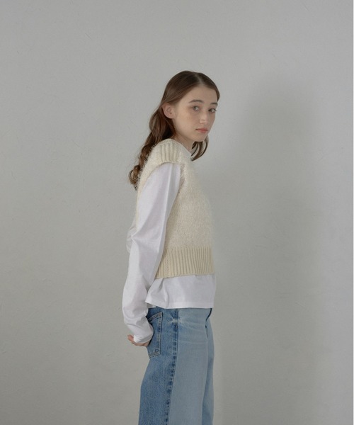 MINERTE（ミネルテ）の「【MINERTE】feather knit vest / フェザーニットベスト（ベスト・レディース・ブラウン/ブラウン系その他/アイボリー・FREE）」の5枚目の写真