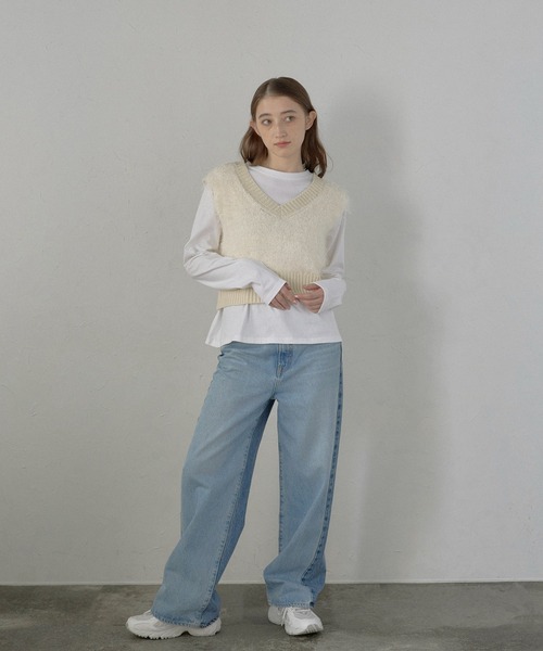 MINERTE（ミネルテ）の「【MINERTE】feather knit vest / フェザーニットベスト（ベスト・レディース・ブラウン/ブラウン系その他/アイボリー・FREE）」の7枚目の写真