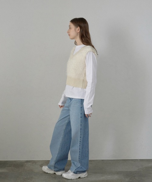 MINERTE（ミネルテ）の「【MINERTE】feather knit vest / フェザーニットベスト（ベスト・レディース・ブラウン/ブラウン系その他/アイボリー・FREE）」の8枚目の写真