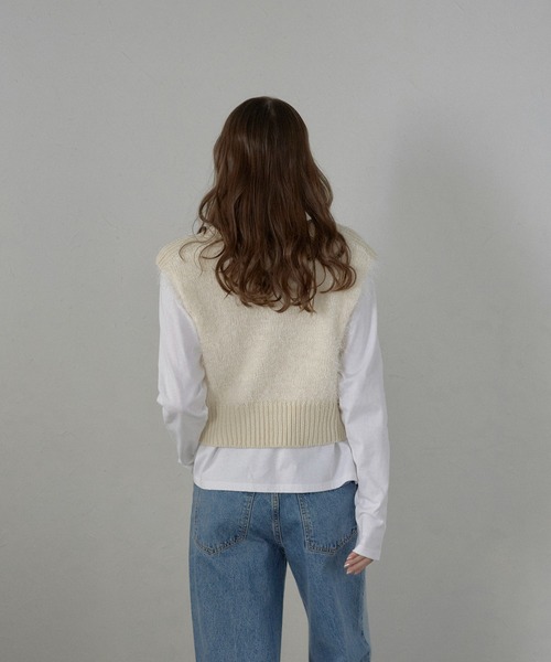 MINERTE（ミネルテ）の「【MINERTE】feather knit vest / フェザーニットベスト（ベスト・レディース・ブラウン/ブラウン系その他/アイボリー・FREE）」の11枚目の写真