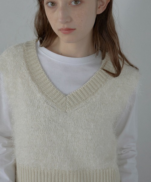 セール】【MINERTE】feather knit vest / フェザーニットベスト