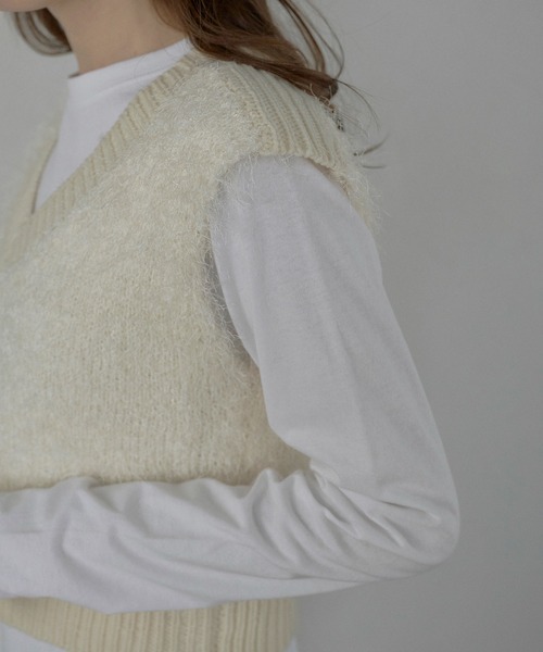 セール】【MINERTE】feather knit vest / フェザーニットベスト