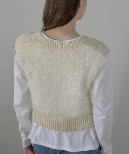 MINERTE（ミネルテ）の「【MINERTE】feather knit vest / フェザーニットベスト（ベスト・レディース・ブラウン/ブラウン系その他/アイボリー・FREE）」の14枚目の写真