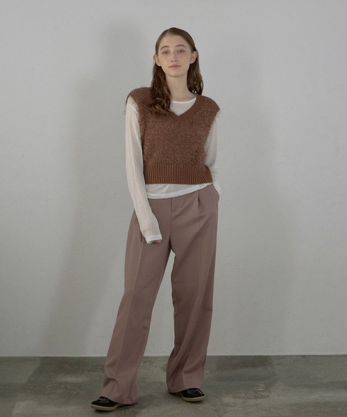 MINERTE（ミネルテ）の「【MINERTE】feather knit vest / フェザーニットベスト（ベスト・レディース・ブラウン/ブラウン系その他/アイボリー・FREE）」の16枚目の写真