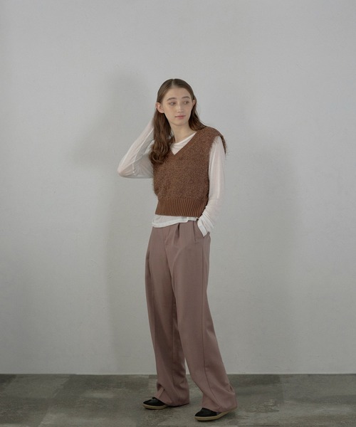 MINERTE（ミネルテ）の「【MINERTE】feather knit vest / フェザーニットベスト（ベスト・レディース・ブラウン/ブラウン系その他/アイボリー・FREE）」の17枚目の写真