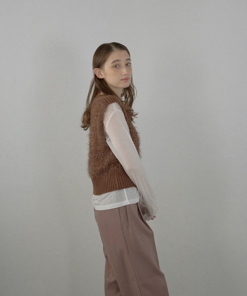 MINERTE（ミネルテ）の「【MINERTE】feather knit vest / フェザーニットベスト（ベスト・レディース・ブラウン/ブラウン系その他/アイボリー・FREE）」の20枚目の写真