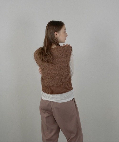 MINERTE（ミネルテ）の「【MINERTE】feather knit vest / フェザーニットベスト（ベスト・レディース・ブラウン/ブラウン系その他/アイボリー・FREE）」の21枚目の写真