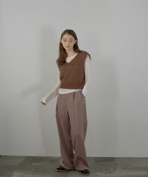 MINERTE（ミネルテ）の「【MINERTE】feather knit vest / フェザーニットベスト（ベスト・レディース・ブラウン/ブラウン系その他/アイボリー・FREE）」の22枚目の写真