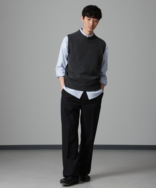 NANO universe（ナノユニバース）の「ウールブレンドクルーネックベスト（ベスト・メンズ・ブラック/チャコール・M/L）」の6枚目の写真